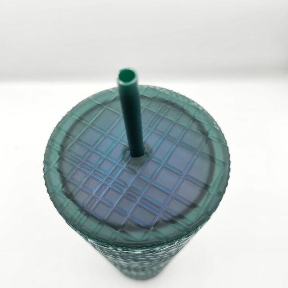 Starbucks 2023 Green Diamond Jeweled Soft Touch Cold Cup Tumbler 24 oz - Picture 8 of 8